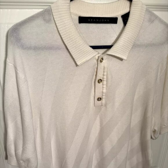 Sean John Short Sleeve Diagonal Stripe Sweater Knit Polo - Mens Size XL - Picture 2 of 6
